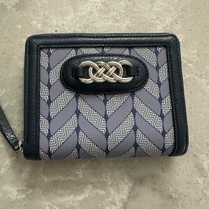 Brighton French Blue and Gray Patterned Interlock Braid Medium Zip Wallet
